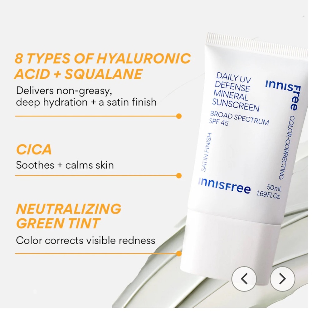 🌿 Innisfree Daily Mineral Sunscreen SPF 45 & Green Tea Seed Hyaluronic Cream Set - Picture 6 of 13